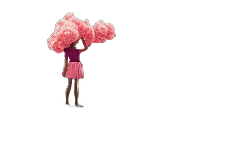 food, umbrella, hat, hair, concept art, 3d render, pixel art, pastel transparent PNG cut-out