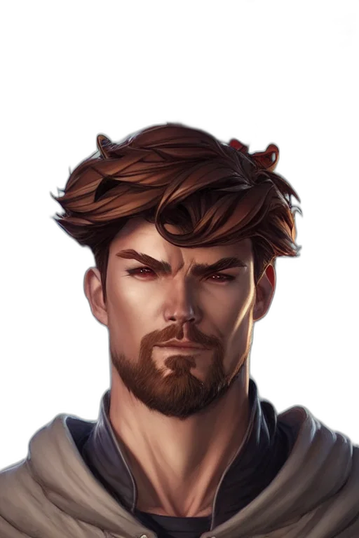 face, staff, hair, concept art, fantasy art, photorealistic, comic book art, earth tones transparent PNG cut-out