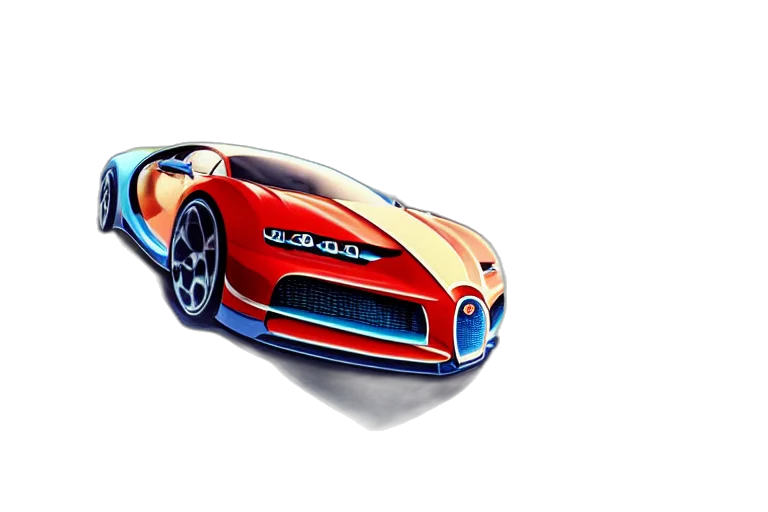 car, 3d render, concept art, photorealistic, cartoon, mario, bugatti, chiron transparent PNG cut-out