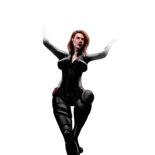 dress, comic book art, concept art, pixel art, 3d render, dark, monochrome, scarlett transparent PNG cut-out