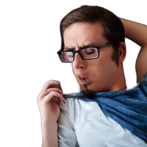 staff, face, hair, mask, photorealistic, 3d render, concept art, nerd transparent PNG cut-out