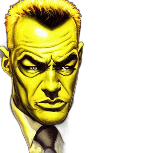face, comic book art, concept art, cartoon, oil, painting, yellow, bastard transparent PNG cut-out