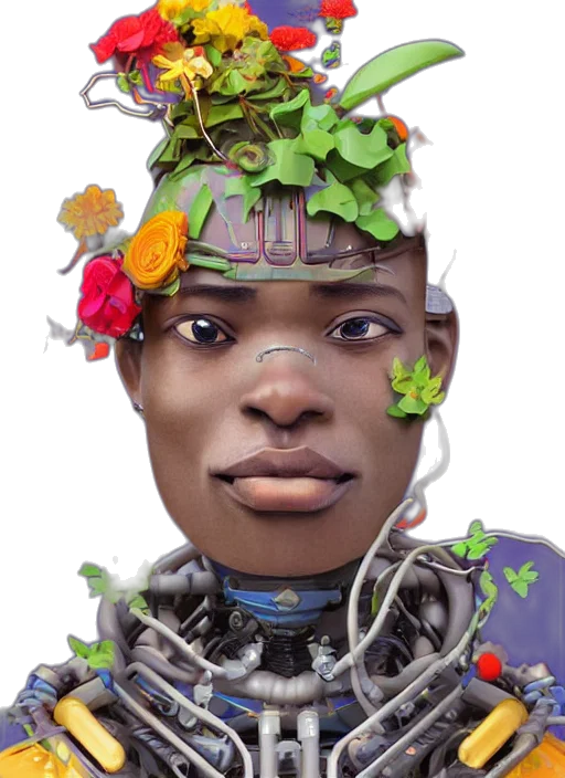 face, crown, robot, mask, photorealistic, concept art, 3d render, fantasy art transparent PNG cut-out