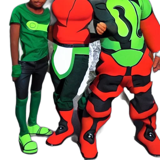 robot, jacket, creature, 3d render, concept art, comic book art, green, neon transparent PNG cut-out