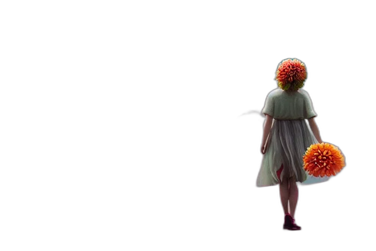 dress, flower, crown, creature, concept art, 3d render, photorealistic, pixel art transparent PNG cut-out