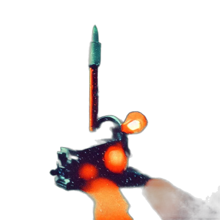 weapon, staff, robot, sword, 3d render, concept art, pixel art, watercolor transparent PNG cut-out