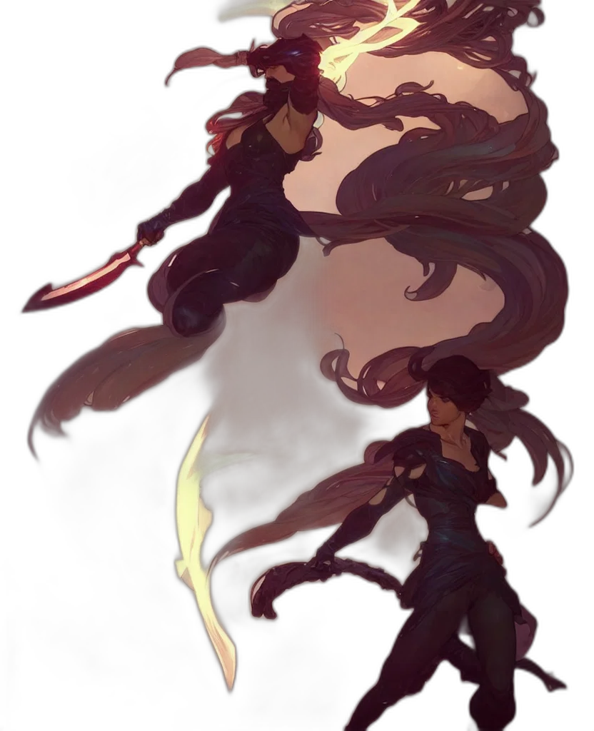 creature, staff, hair, dragon transparent PNG cut-out
