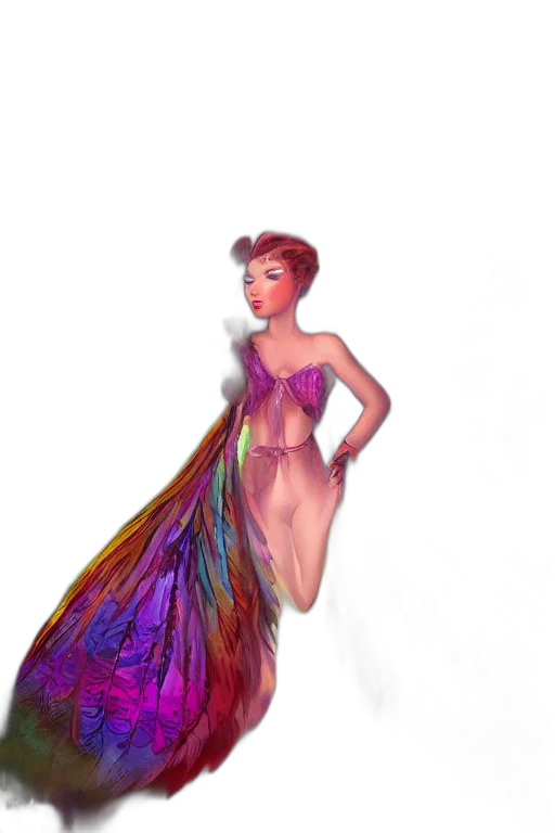 dress, concept art, fantasy art, 3d render, cartoon, underwater, pastel, colorful transparent PNG cut-out