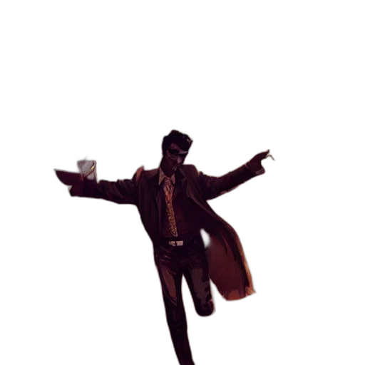 jacket, staff, umbrella, robot, concept art, comic book art, 3d render, pixel art transparent PNG cut-out