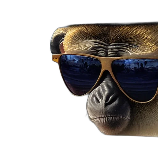 animal, mask, photorealistic, 3d render, painting, monkey, sunglasses, frame transparent PNG cut-out