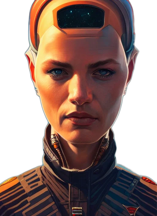 face, robot, staff, concept art, comic book art, photorealistic, cyberpunk, outer space transparent PNG cut-out