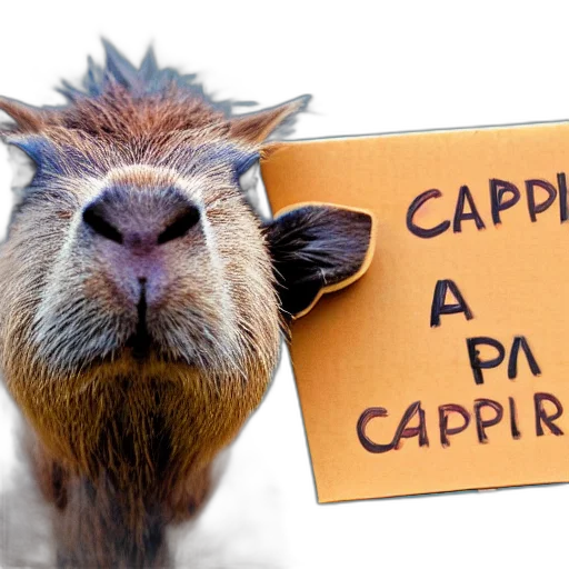 animal, realistic, high, quality, photo, capybara, holding, sign transparent PNG cut-out