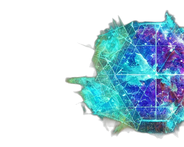 crown, mask, concept art, 3d render, pixel art, fantasy art, outer space, blue transparent PNG cut-out