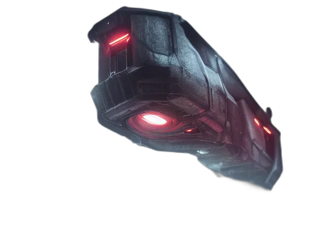 weapon, mask, robot, face, concept art, 3d render, cyberpunk, dark transparent PNG cut-out