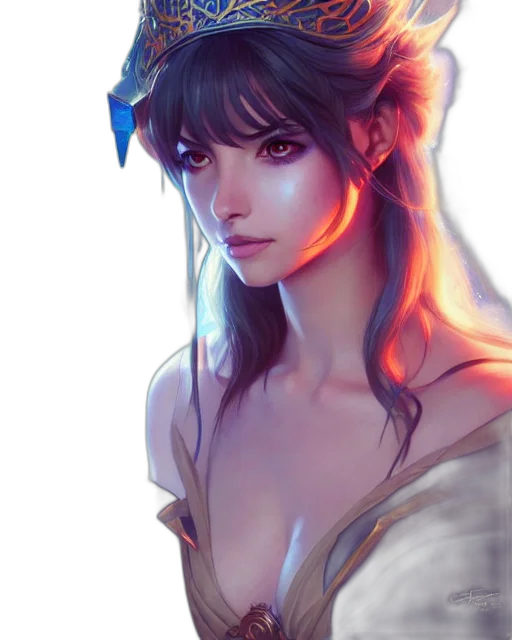 crown, face, staff, dragon, fantasy art, anime, concept art, photorealistic transparent PNG cut-out