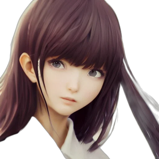 face, hair, staff, photorealistic transparent PNG cut-out