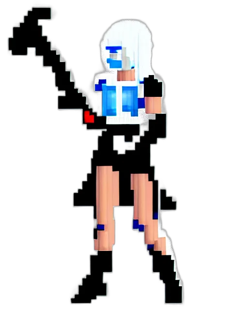 robot, staff, weapon, pixel art transparent PNG cut-out