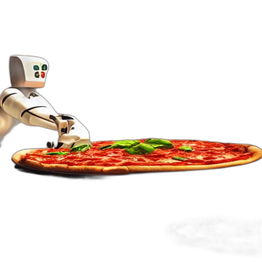 robot, food, 3d render, pixel art transparent PNG cut-out