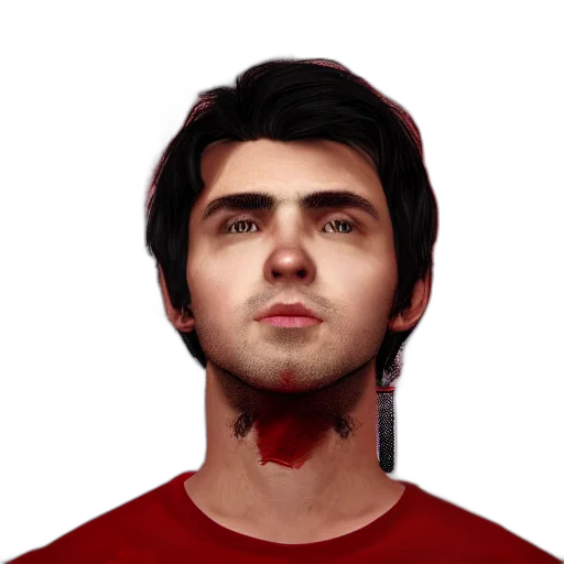 face, photorealistic, concept art, cartoon, 3d render, guy, short, dark transparent PNG cut-out