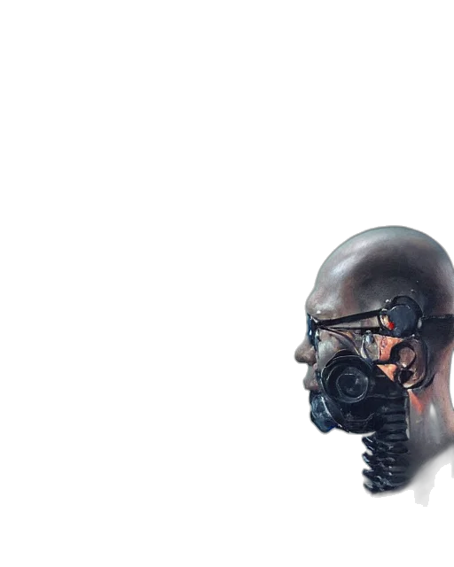 mask, robot, face, cyberpunk, concept art, 3d render, photorealistic, outer space transparent PNG cut-out