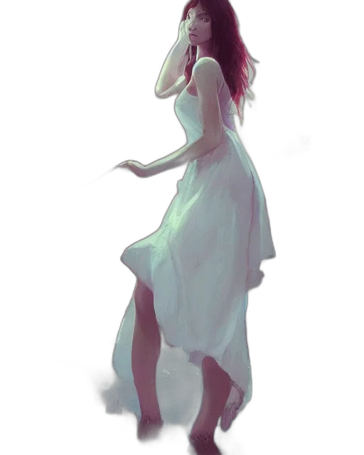 dress, creature, staff, mask transparent PNG cut-out
