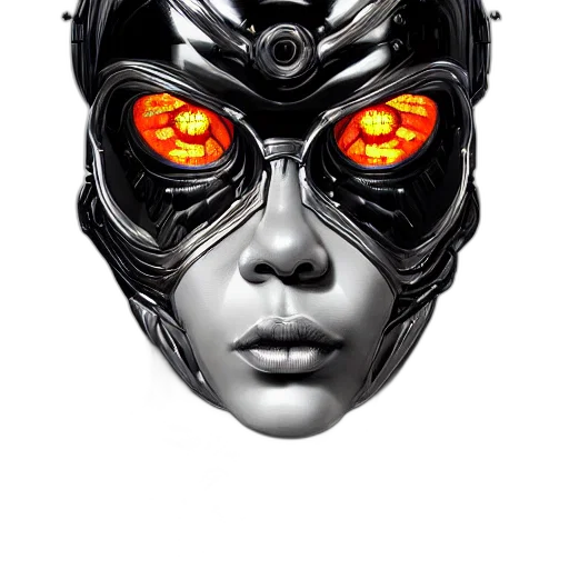mask, robot, face, comic book art, concept art, cyberpunk, 3d render, vibrant transparent PNG cut-out