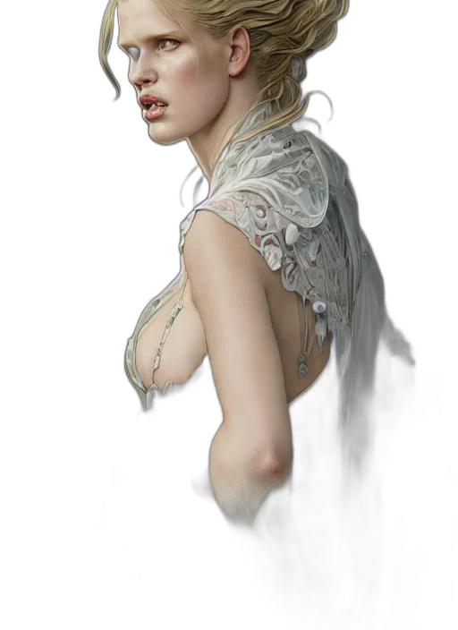 dress, face, jewelry, staff transparent PNG cut-out