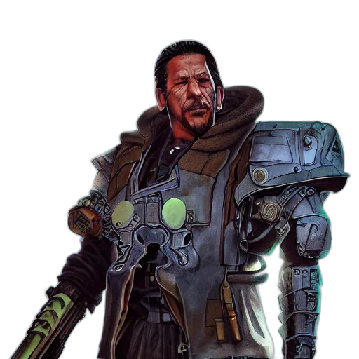 robot, weapon, staff, jacket transparent PNG cut-out