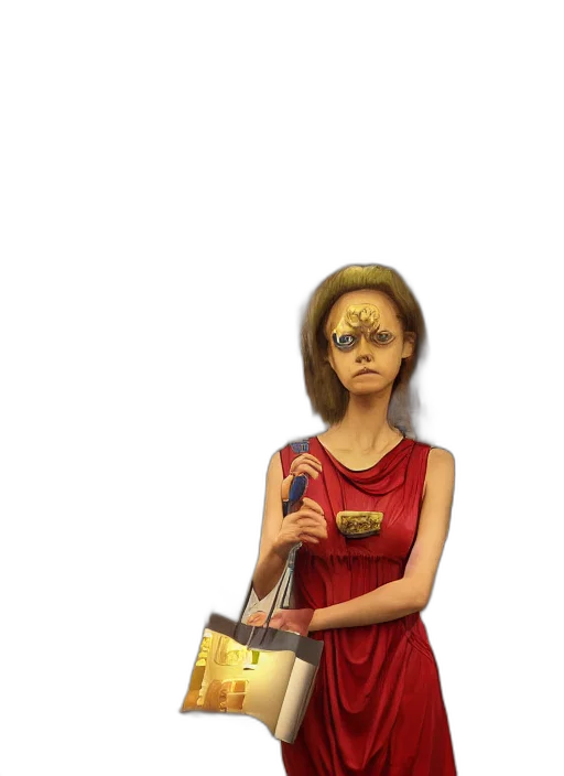 dress, mask, staff, jewelry, 3d render, photorealistic, concept art, cartoon transparent PNG cut-out