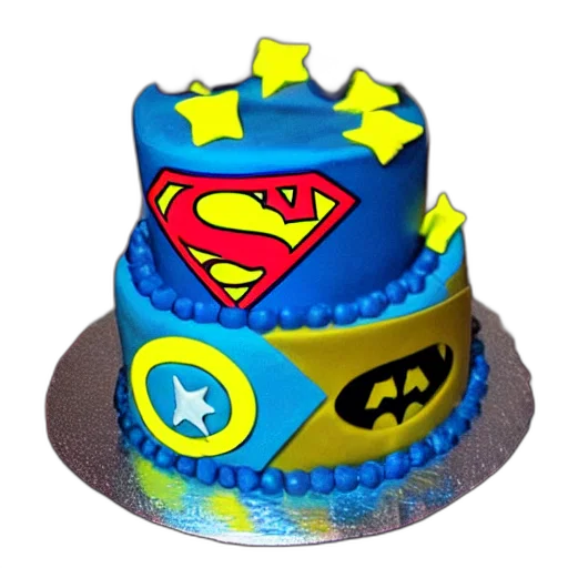 3d render, cheap, superhero, birthday, cake, kodak, film transparent PNG cut-out