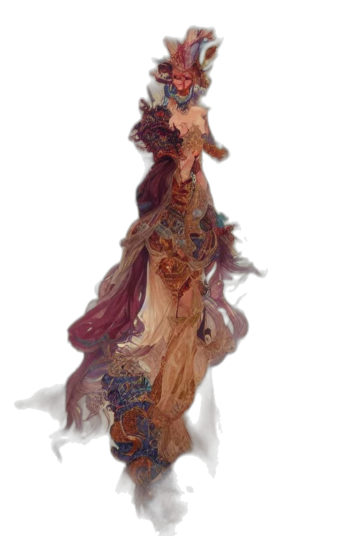 dress, staff, tree, crown transparent PNG cut-out