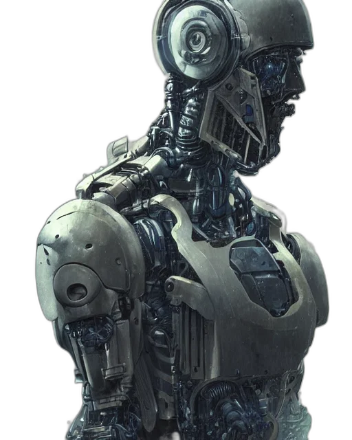 robot, weapon, face, dress, concept art, cyberpunk, 3d render, fantasy art transparent PNG cut-out