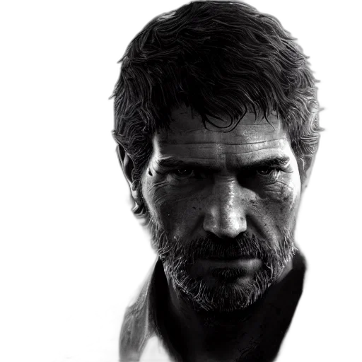 face, photorealistic, concept art, comic book art, cyberpunk, joel, last, unreal transparent PNG cut-out