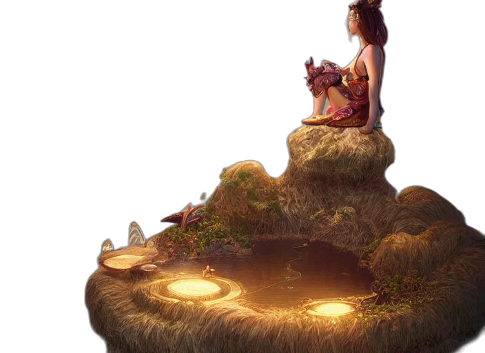 crown, concept art, fantasy art, 3d render, pixel art, forest, underwater, night transparent PNG cut-out
