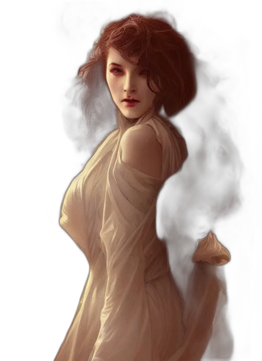 dress, face, fantasy art, concept art, photorealistic, pixel art, fog, fire transparent PNG cut-out