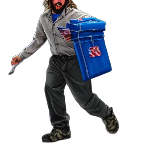 jacket, robot, creature, staff transparent PNG cut-out