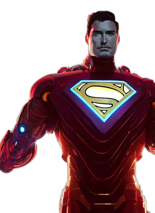 comic book art, concept art, 3d render, highly, detailed, vfx, portrait, superman transparent PNG cut-out