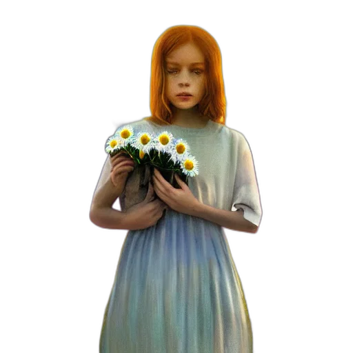 dress, flower, bottle, face transparent PNG cut-out