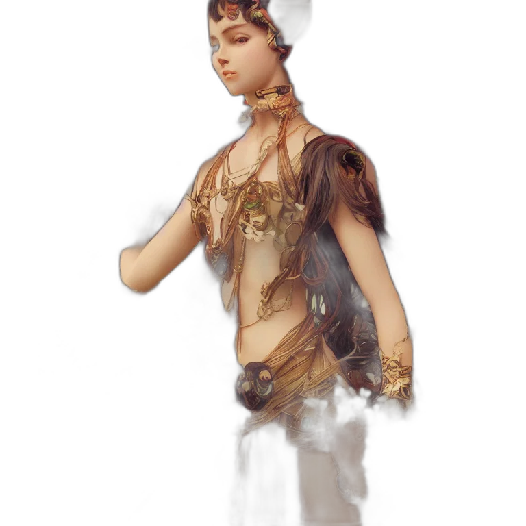 dress, staff, crown, jewelry, concept art, fantasy art, 3d render, photorealistic transparent PNG cut-out