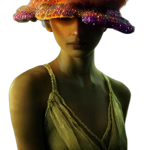 hat, dress, crown, jewelry, photorealistic, 3d render, concept art, fantasy art transparent PNG cut-out