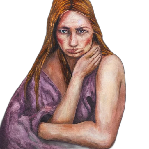 face, dress, oil painting, photorealistic transparent PNG cut-out