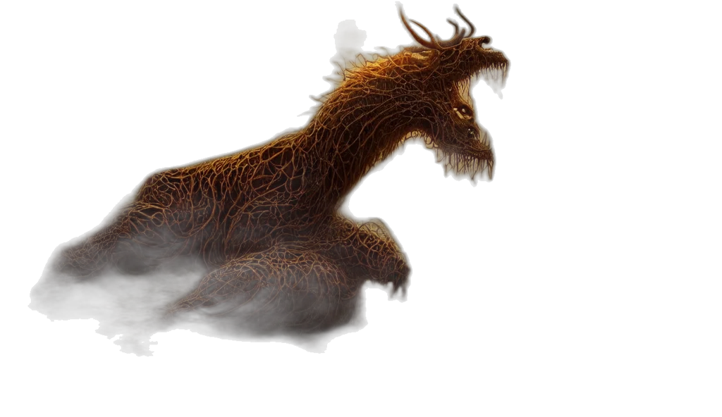 dragon, creature, animal, hair, concept art, fantasy art, photorealistic, 3d render transparent PNG cut-out