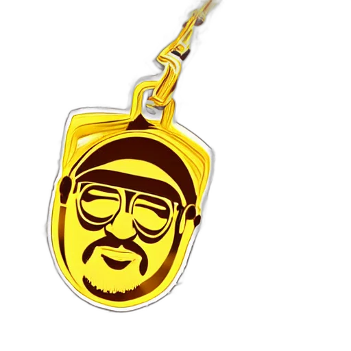 jewelry, cartoon, khalid, face, golden, key, solid, background transparent PNG cut-out