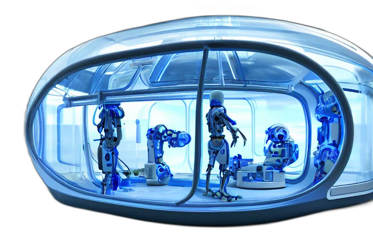 robot, concept art, 3d render, cyberpunk transparent PNG cut-out