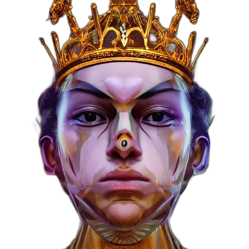crown, face, mask, staff, concept art, fantasy art, photorealistic, comic book art transparent PNG cut-out