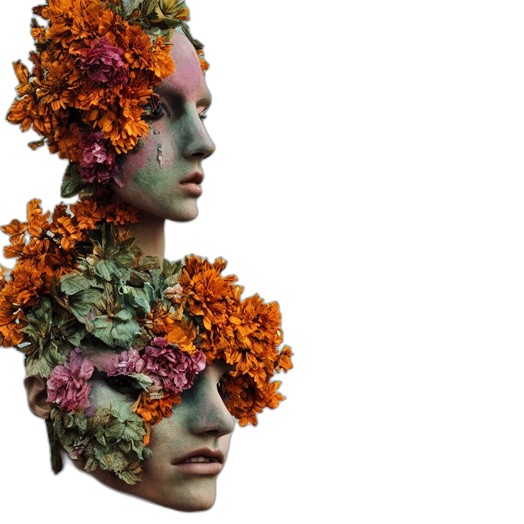 mask, crown, face, flower transparent PNG cut-out