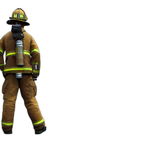 staff, mask, jacket, 3d render, concept art, fire, firefighter, uhd transparent PNG cut-out