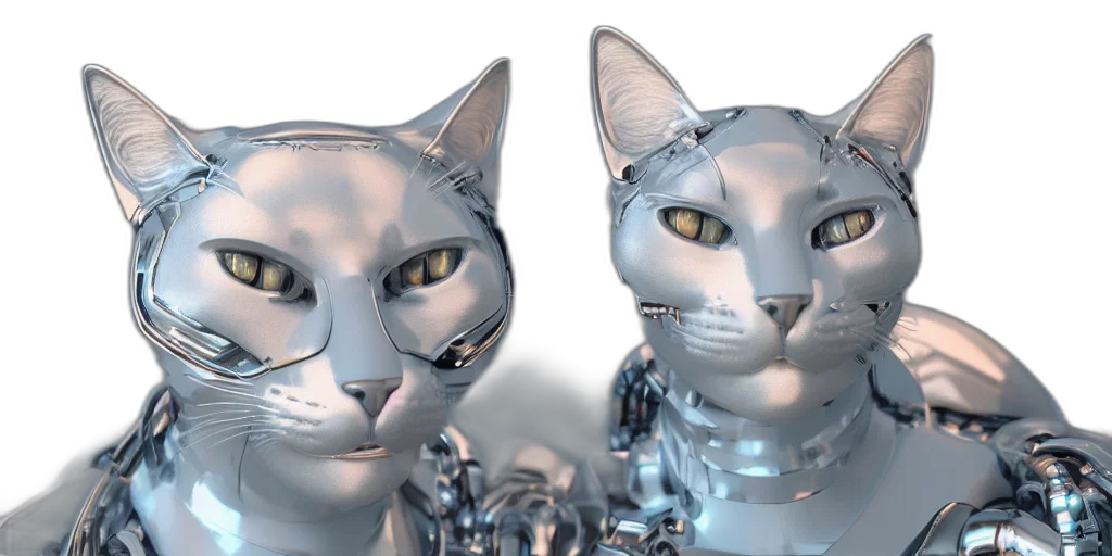robot, 3d render, cyberpunk, concept art, modern, cybernetic, cat, made transparent PNG cut-out