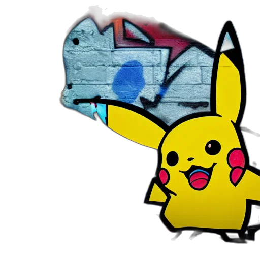 hat, weapon, concept art, anime, pixel art, cyberpunk, graffiti, pikachu transparent PNG cut-out