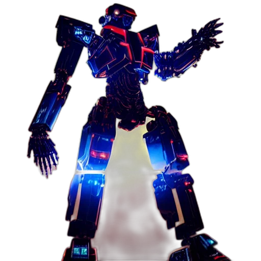 robot, weapon, 3d render, concept art, pixel art, cyberpunk, shiny, ornate transparent PNG cut-out